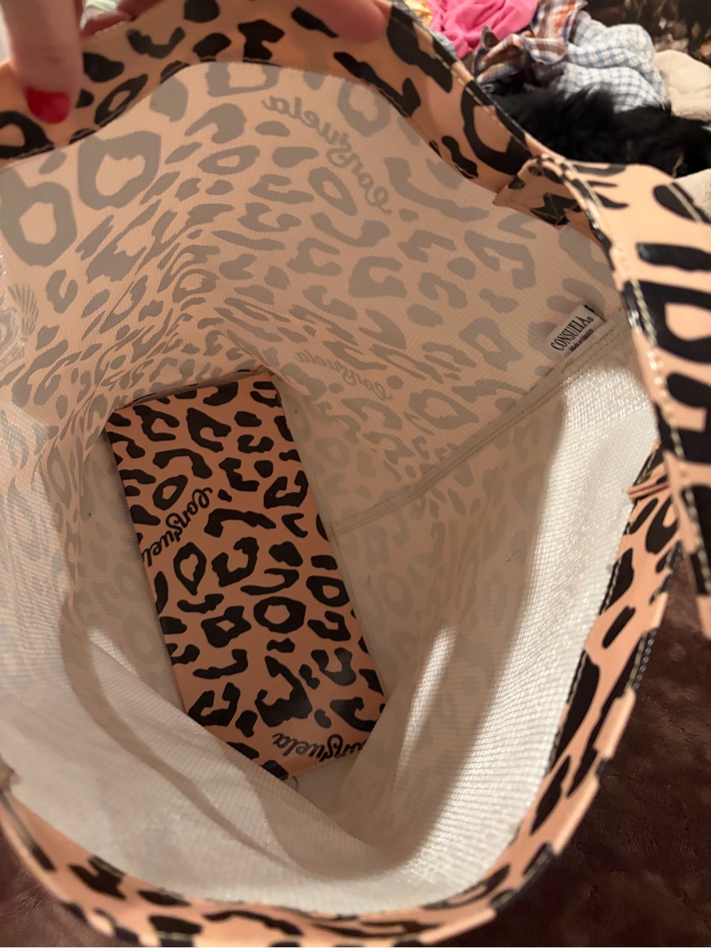 Consuela Leopard Print Tote in Pink and Black